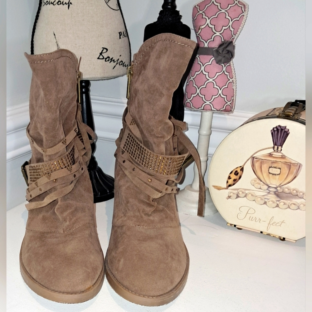 Lane Bryant Brown Western Style Almond Toe Booties NWT Size 10W